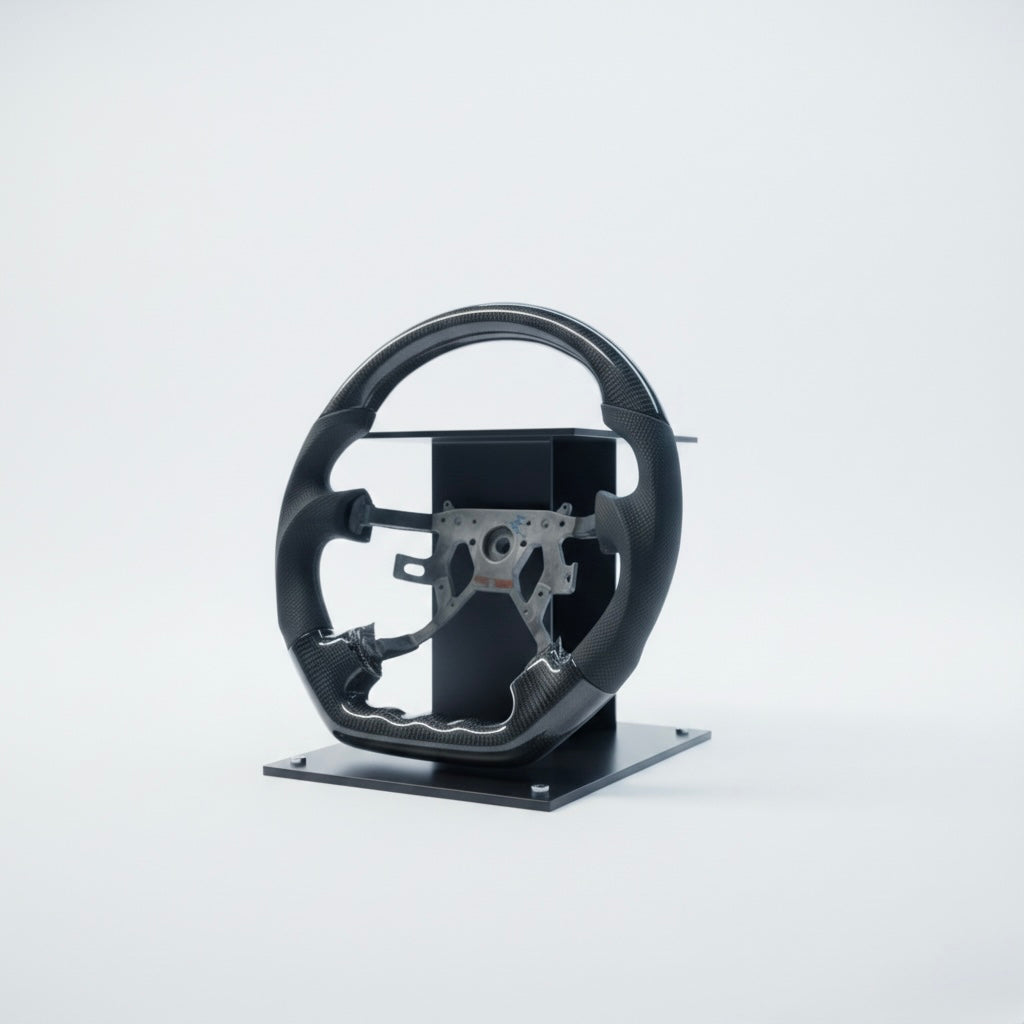 Y61 GU NISSAN PATROL GENUINE GLOSS CARBON FIBER + LEATHER STEERING WHEEL