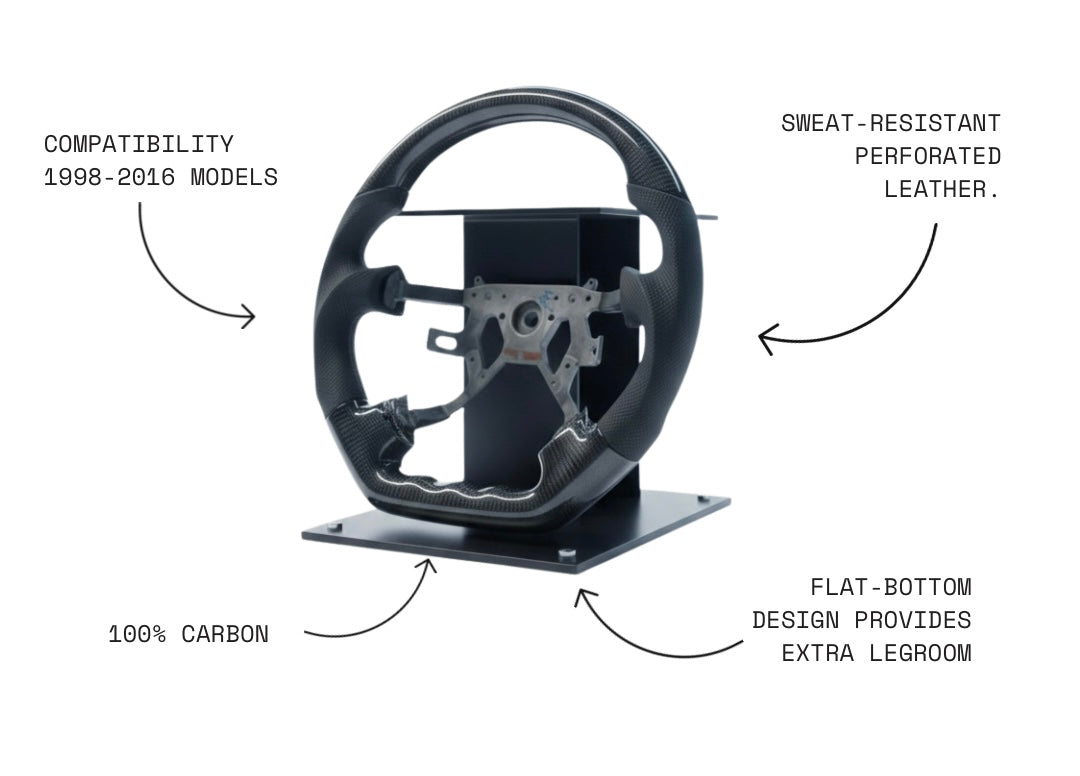 Y61 GU NISSAN PATROL GENUINE GLOSS CARBON FIBER + LEATHER STEERING WHEEL
